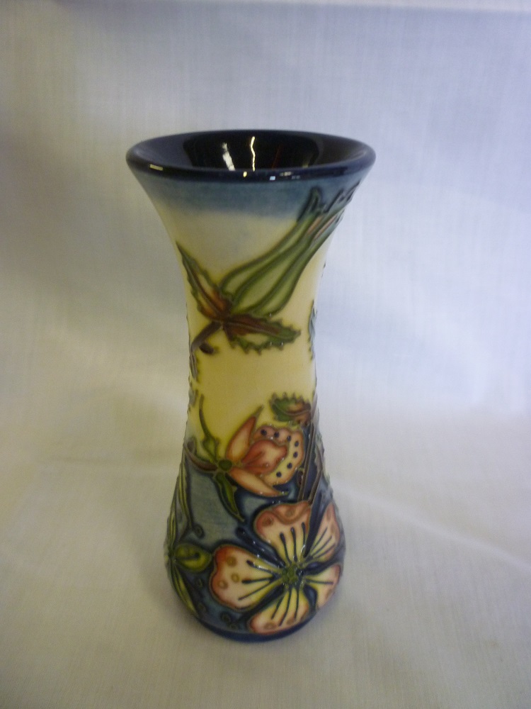 A Moorcroft pottery tapered spill vase with "Sweet Briar" decoration, 5" high, boxed
