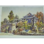 Donald Greig - watercolour  "Garden in Nikko", signed and inscribed 13" x 19"