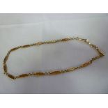 A 9ct gold plain and box link necklace/pocket watch chain