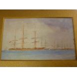 Artist unknown - watercolour A study of various sailing ships, indistinctly signed, 5½" x 9"