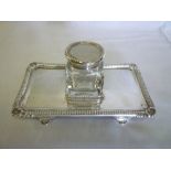 A good quality GVR Scottish silver rectangular desk stand with reeded and relief decorated