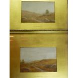 R**T** Minshull - watercolours Moorland scenes, signed, 6½" x 9½" (a pair)
