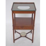 A George III mahogany washstand, the squ