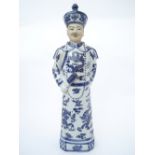 A Chinese blue and white porcelain figur