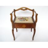 An Edwardian stained beech piano stool,
