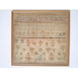 A 19th Century needlework alphabet sampl