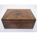 Victorian burr walnut work/sewing box, b
