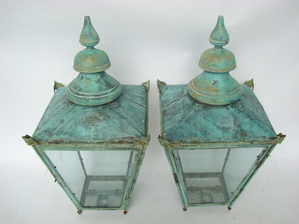 A pair of large 19th Century verdigris p - Image 2 of 2