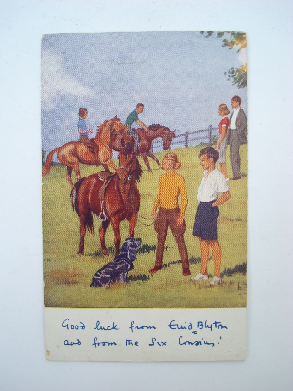 Enid Blyton.  A signed postcard with mes