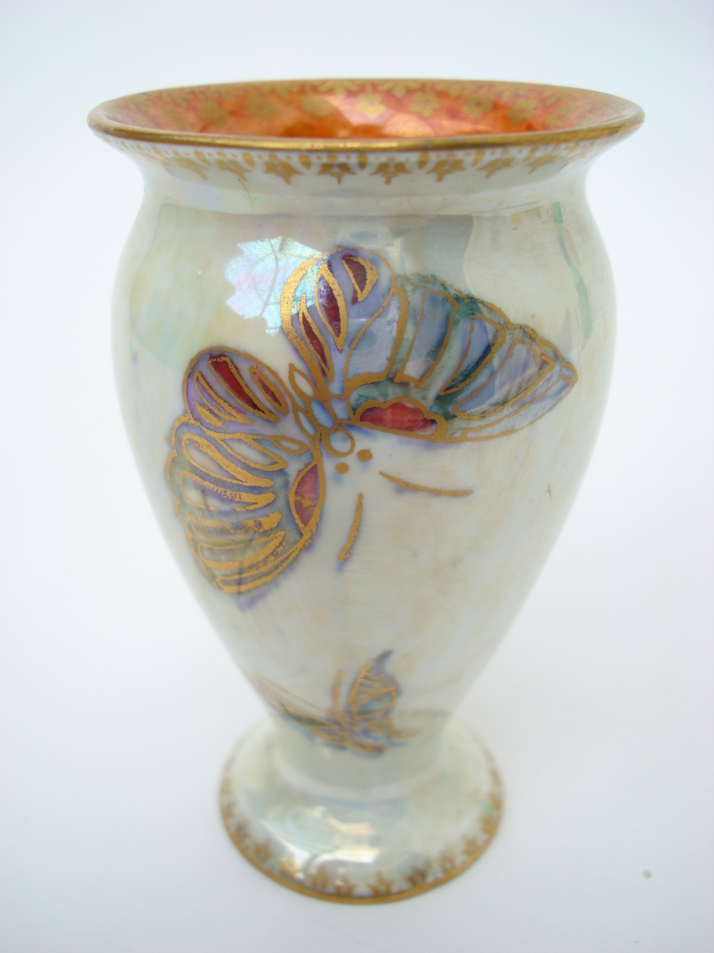 A Wedgwood lustre butterfly pattern vase