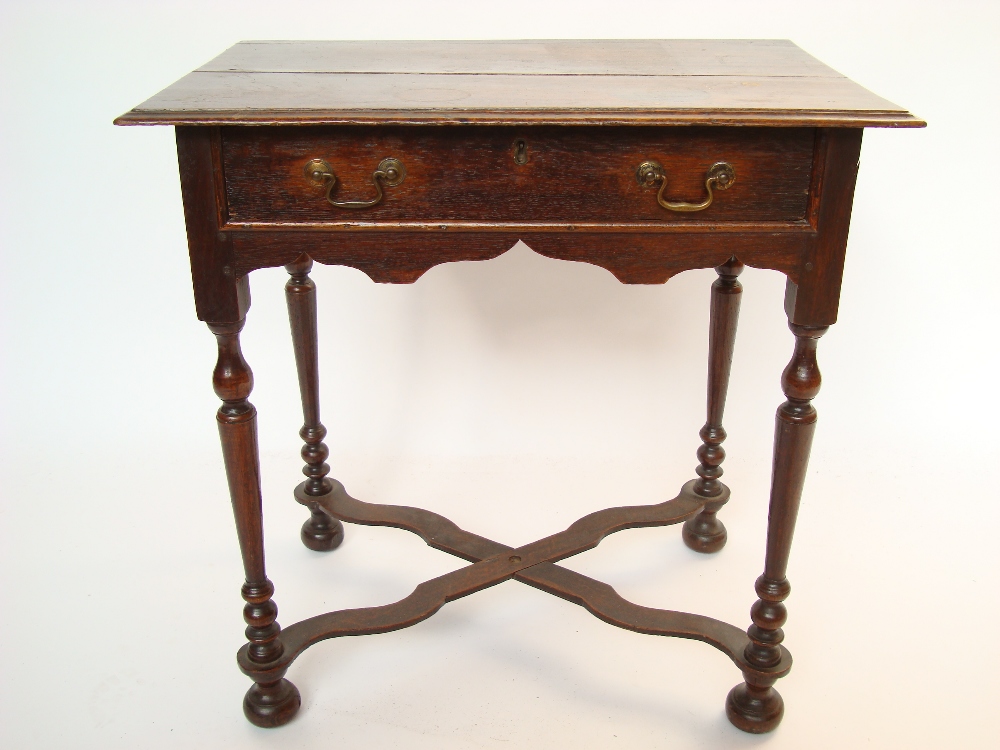 A William and Mary oak side table, the r