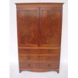 A George III mahogany linen press, the d