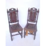 A pair of late 19th Century carved oak h