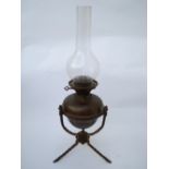 A late 19th Century brass oil lamp fitte