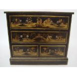 Nicky Haslam, a contemporary George III style black and gold chinoiserie chest of drawers,