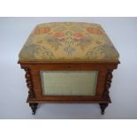 A Victorian rosewood square box stool,