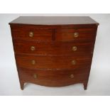 19th Century mahogany bowfront chest of drawers,