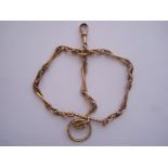 A Victorian 15 carat gold fancy link watch chain, approx 20g.