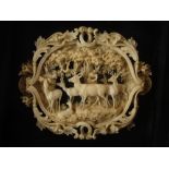 A mid 19th Century large oval Dieppe ivory brooch,