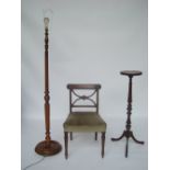 An early 19th Century mahogany single bar back dining chair with X  splat and reeded uprights