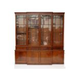 An early 19th Century Irish mahogany breakfront library bookcase,