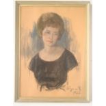 Pastel portrait of a young woman indistinctly signed, dated 63, f/g.