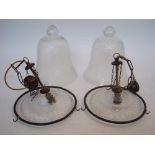 A pair of early 19th Century style cut glass hall lantern and covers.