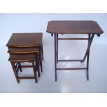 A burr walnut trio of nesting tables together with an Edwardian folding table (2).