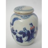 A Chinese blue and white tea caddy and cover,