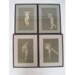 After Chevalier Taylor.  
Four colour lithograph cricket prints; 'G Thompson', 'Lord Harris', 'W.