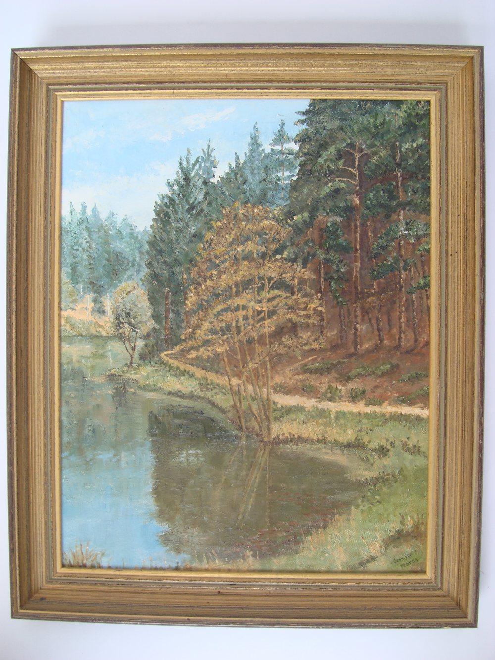 Jennifer Pearce (20th Century) Forest lake, oil on canvas, signed,