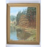 Jennifer Pearce (20th Century) Forest lake, oil on canvas, signed,