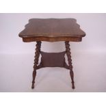 A late Victorian oak square occasional table,