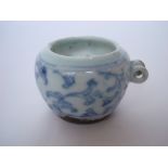 A Chinese blue and white porcelain bird feeder,