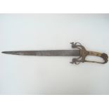 A  South East Asian short sword, poss Thai, the 41cm blade with double dragon hilt,