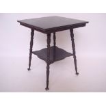 A late Victorian ebonised square occasional table,
