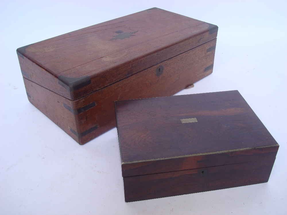 An early 19th Century rosewood and brass strung box,