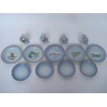 Copenhagen porcelain Bing & Grondahl reticulated set of four teacups and saucers,