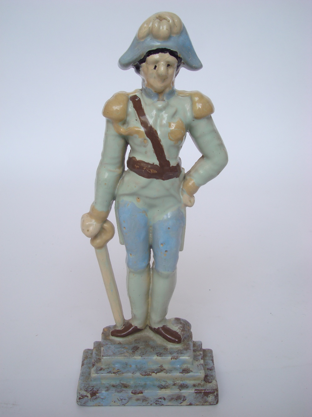 Late 19th century polychrome enamel cast iron Duke of Wellington door stop 38 cm h.