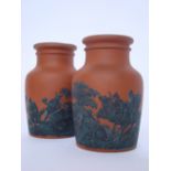 Two 19th Century prattware terracotta paste pots.