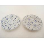 A 19th Century Continental Blue Denmark pattern fluted plate,