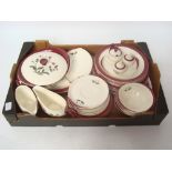 A Wedgwood Mayfield part service comprising five dinner plates, six medium plates, six side plates,