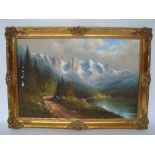 G. Seekatz (b. 1928).
Alpine lake scene, oil on canvas signed 92, gilt frame.