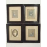 Four early silver gelatin photograph portraits, in ebonised frames.