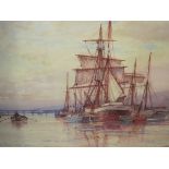 FREDERICK JAMES ALDRIDGE (1850-1933) A framed and glazed watercolour depicting sailing and rowing