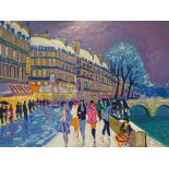 JEAN-CLAUDE PICOT; Premiere Neige a Paris, serigraph with acrylic painting on linen, signed and