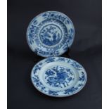 Two antique blue and white Chinese plates, 23cm diameter