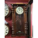 A Victorian mahogany Vienna regulator wall clock, Roman numerated dial, Gustav Becker Eight day