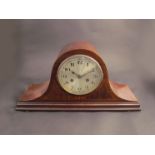 A mahogany and inlaid Napoleon hat mantel clock, 8 day movement