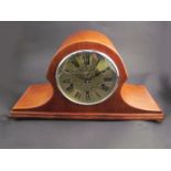 A large Edwardian Napoleon Hat mantel clock with Westminster chime, key and pendulum